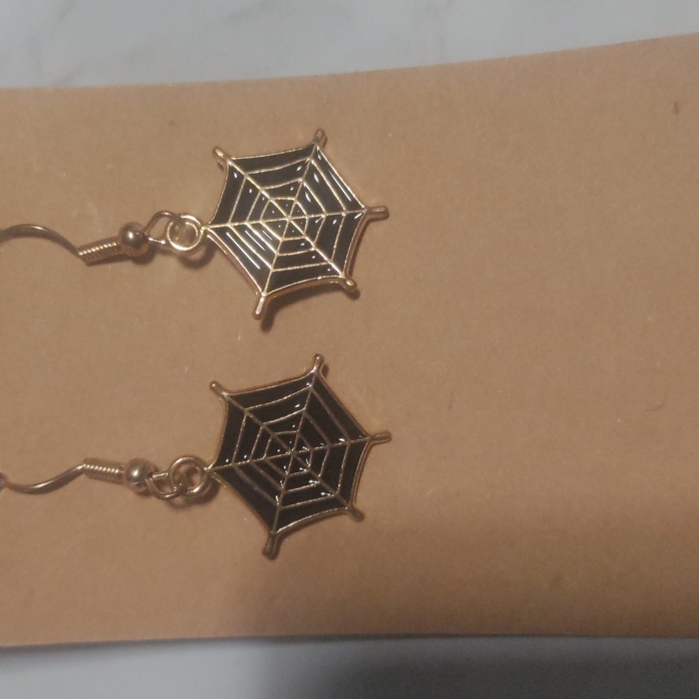 Black Spiderweb Hanging Earrings